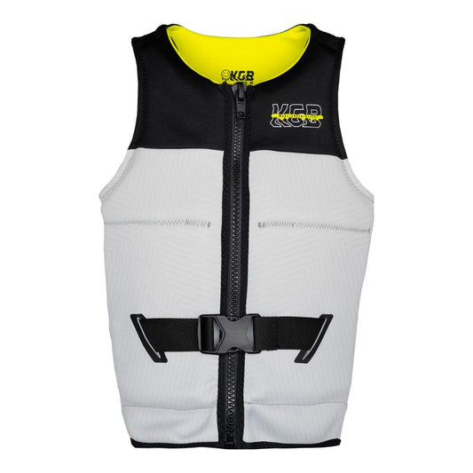2026 KGB Teen Tempo Kids Vest - Black / Silver / Neon Yellow