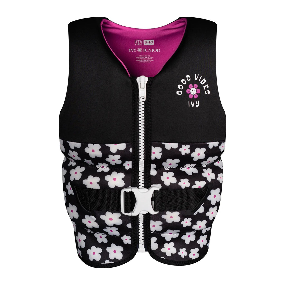 2027 IVY Junior Girls Vest - Black flowers