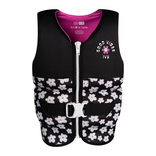 2027 IVY Junior Girls Vest - Black flowers