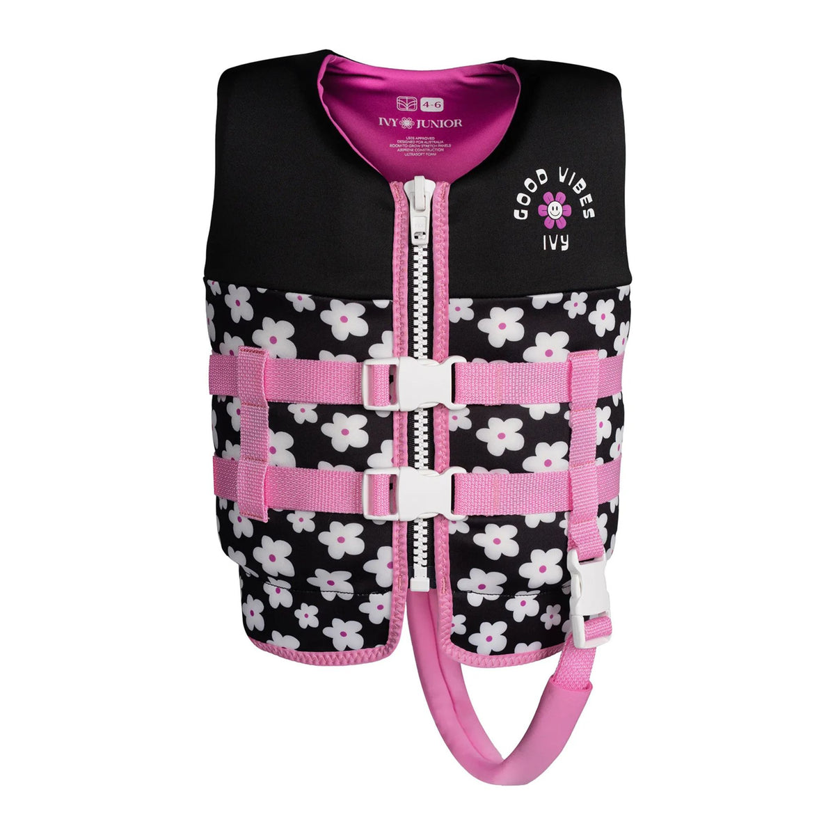 2027 IVY Junior Girls Vest - Black flowers
