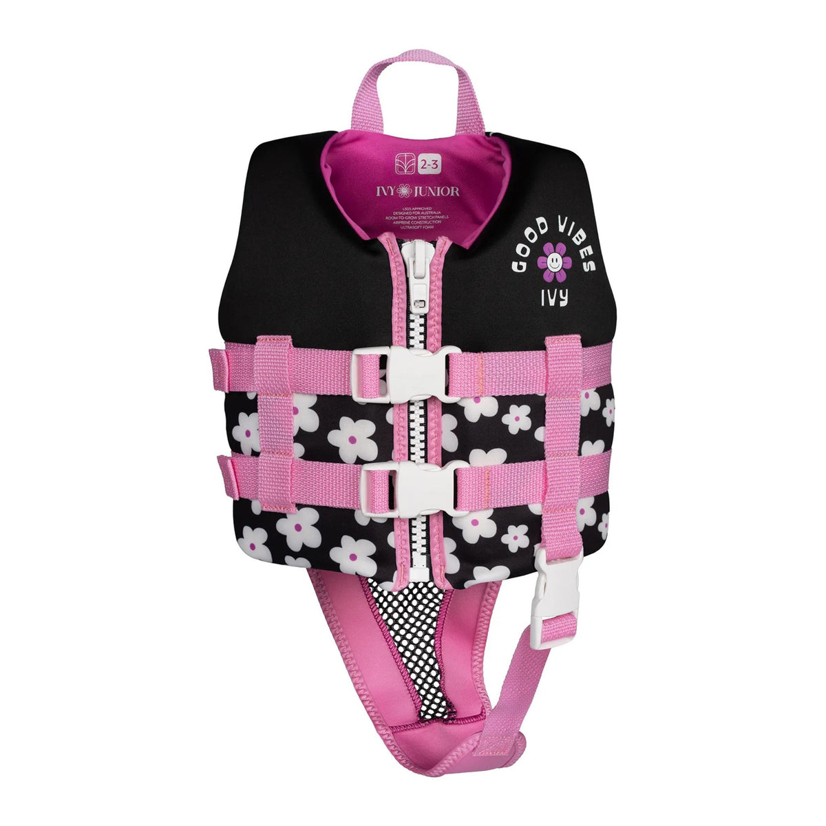 2027 IVY Junior Girls Vest - Black flowers