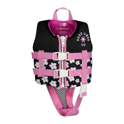 2027 IVY Junior Girls Vest - Black flowers