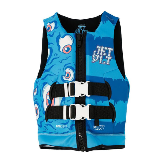 2025 Jetpilot Cause Boys F/E Youth Eco Vest - Blue Monster