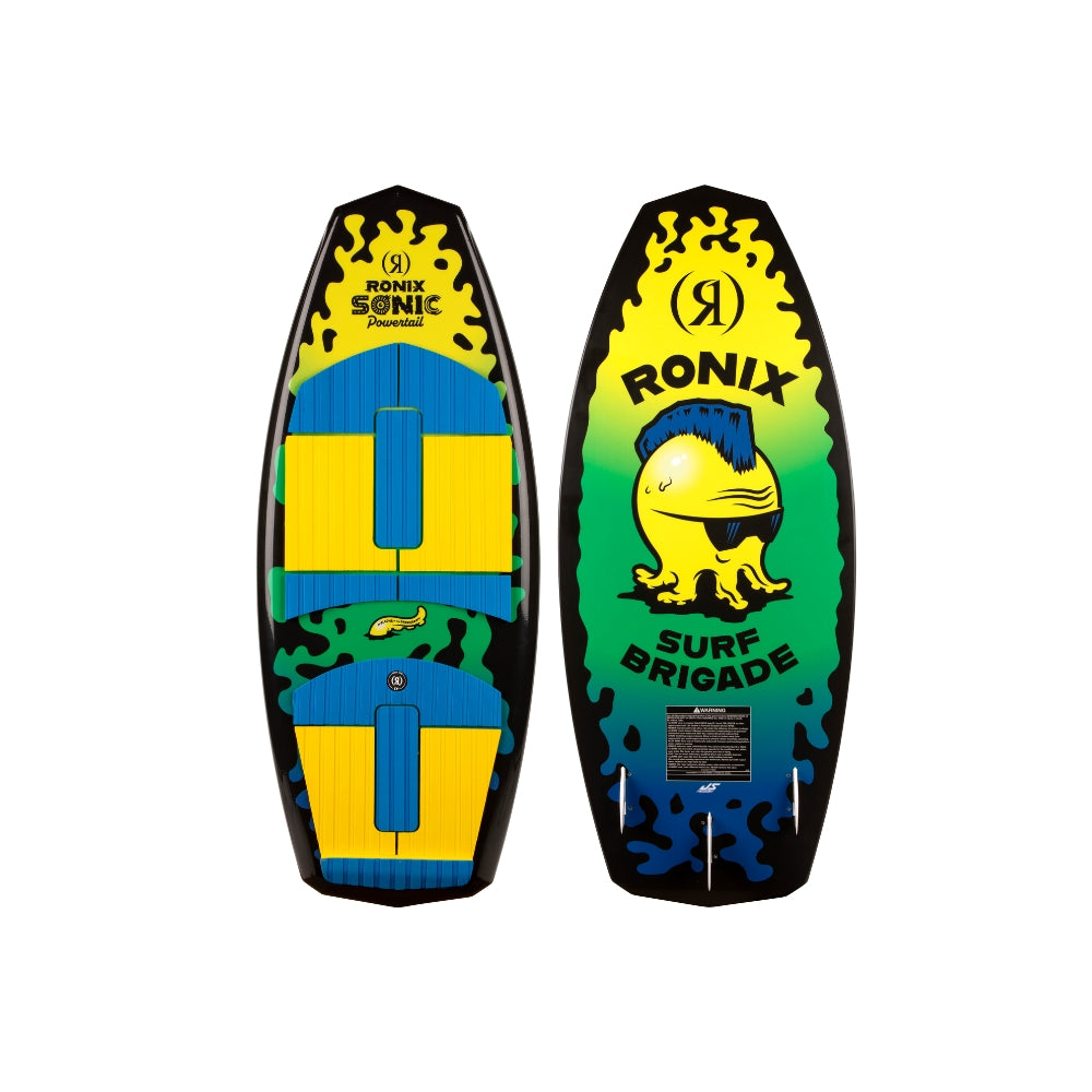 2025 Ronix Sonic Powertail Wakesurf - Yellow / Green Squidhawk