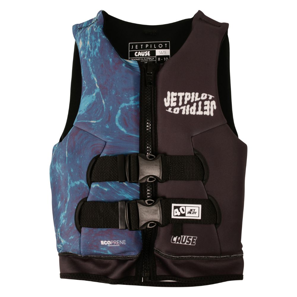 2027 Jetpilot Cause Boys F/E Youth Eco Vest - Black/Blue
