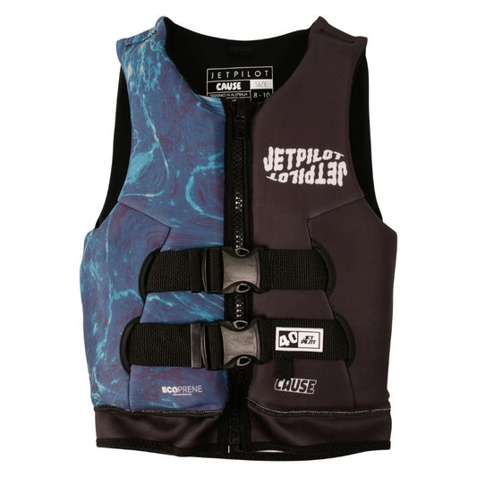 2027 Jetpilot Cause Boys F/E Youth Eco Vest - Black/Blue
