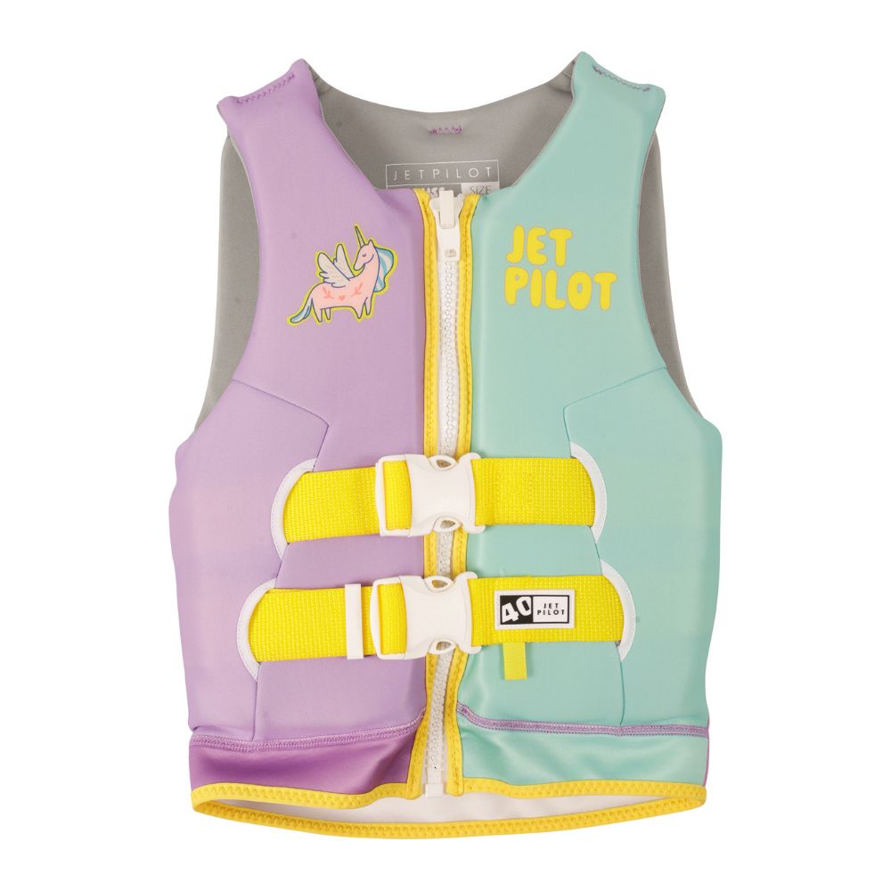 2027 Jetpilot Cause Girls F/E Youth Eco Vest - Purple/Teal